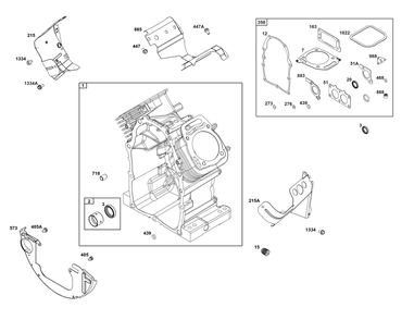 Cylinder Group Diagram and Parts List for 386447-0500-G1 200000 - 399999 Briggs and Stratton Engine